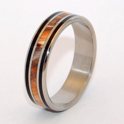 Amorous | Men's Water Buffalo Horn, Golden Box Elder Wood & Titanium Wedding Ring - Minter and Richter Designs