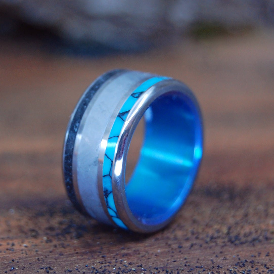 Apex Predator | Men's Dinosaur Tooth, Meteorite & Titanium Wedding Ring - Minter and Richter Designs