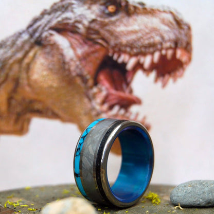 Apex Predator | Men's Dinosaur Tooth, Meteorite & Titanium Wedding Ring - Minter and Richter Designs