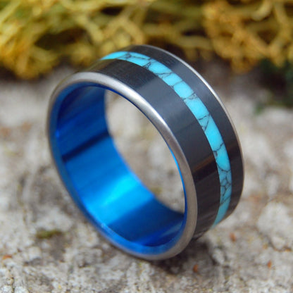 Apollo Blue | Men's Onyx, Turquoise & Titanium Wedding Ring - Minter and Richter Designs