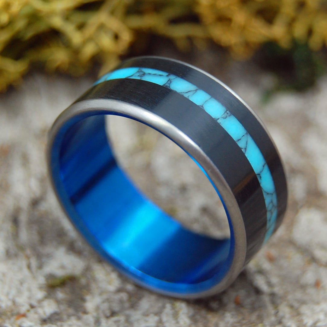 Apollo Blue | Men's Onyx, Turquoise & Titanium Wedding Ring - Minter and Richter Designs