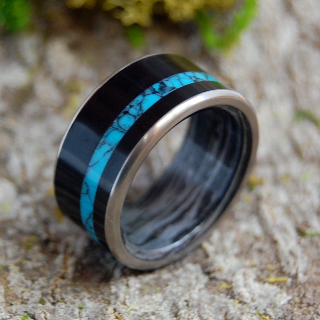 Apollo | Men's Turquoise, Onyx & Titanium Wedding Ring - Minter and Richter Designs