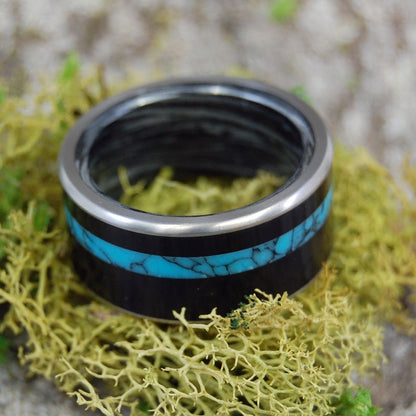 Apollo | Men's Turquoise, Onyx & Titanium Wedding Ring - Minter and Richter Designs