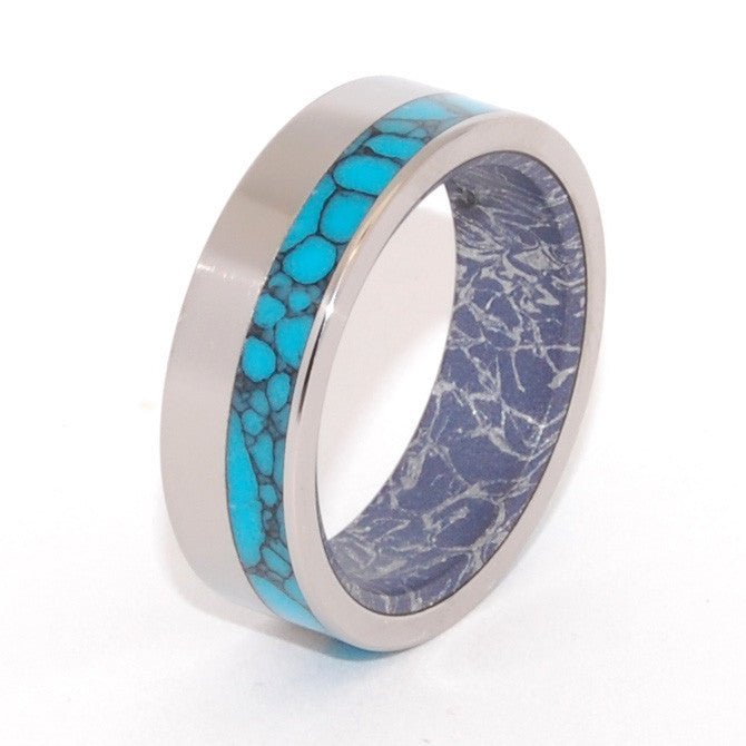 Aqueous Graphite | Men's Turquoise, Aqueous Graphite & Titanium Wedding Ring - Minter and Richter Designs