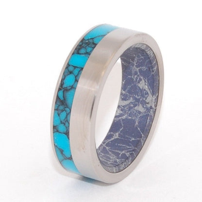 Aqueous Graphite | Men's Turquoise, Aqueous Graphite & Titanium Wedding Ring - Minter and Richter Designs