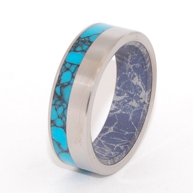 Aqueous Graphite | Men's Turquoise, Aqueous Graphite & Titanium Wedding Ring - Minter and Richter Designs