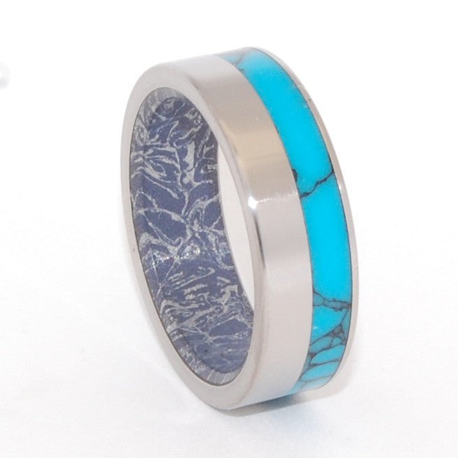 Aqueous Graphite | Men's Turquoise, Aqueous Graphite & Titanium Wedding Ring - Minter and Richter Designs