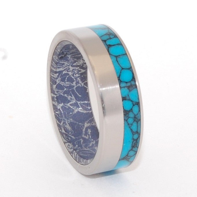 Aqueous Graphite | Men's Turquoise, Aqueous Graphite & Titanium Wedding Ring - Minter and Richter Designs