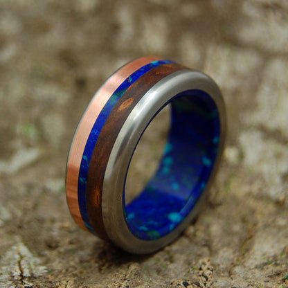 Arctic Viking | Men's Titanium, Copper & Azurite Stone Wedding Ring - Minter and Richter Designs