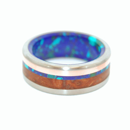 Arctic Viking | Men's Titanium, Copper & Azurite Stone Wedding Ring - Minter and Richter Designs