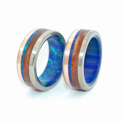 Arctic Viking | Titanium & Copper & Stone Wedding Ring - Minter and Richter Designs