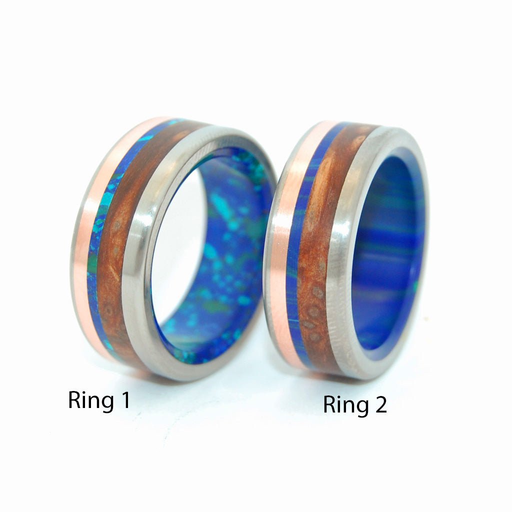 Arctic Viking | Titanium & Copper & Stone Wedding Ring - Minter and Richter Designs