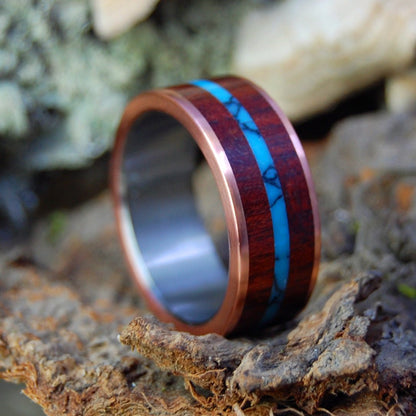 Arizona Blood | Men's Bloodwood, Turquoise & Titanium Wedding Ring - Minter and Richter Designs