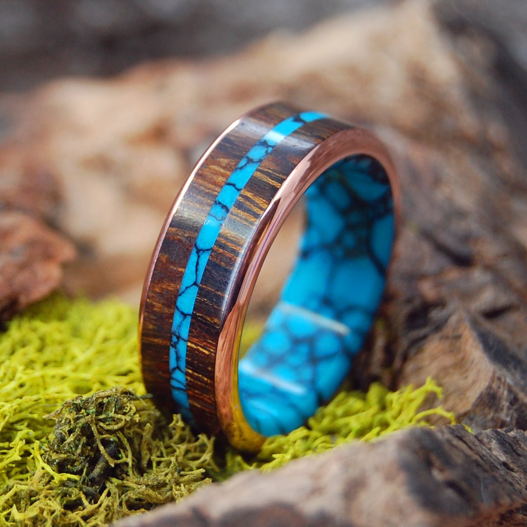 Arizona Desert Bonus | Men's Desert Ironwood, Turquoise & Titanium Wedding Ring - Minter and Richter Designs