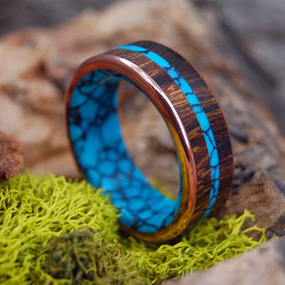 Arizona Desert Bonus | Men's Desert Ironwood, Turquoise & Titanium Wedding Ring - Minter and Richter Designs