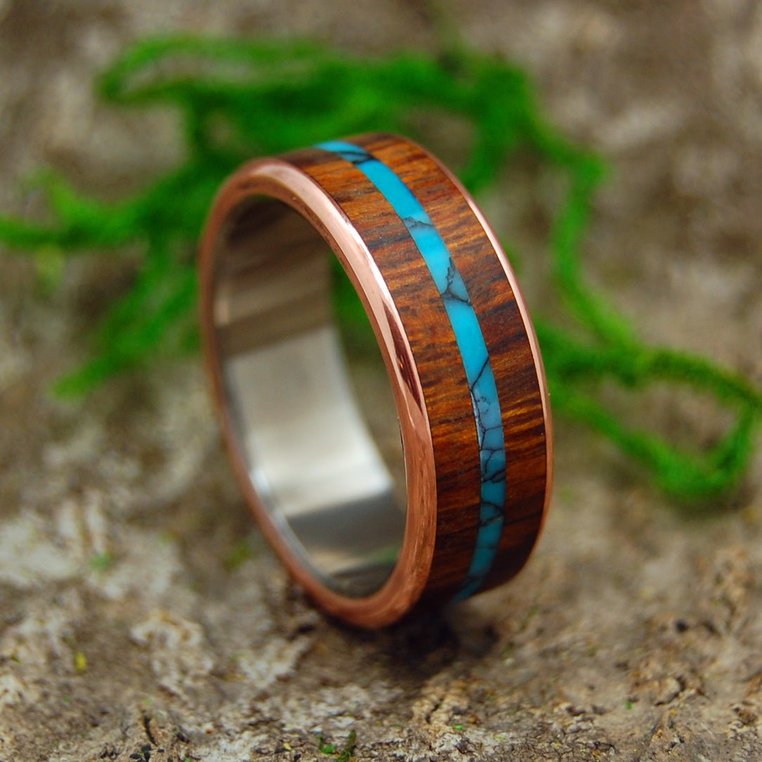 Arizona Desert | Men's Desert Ironwood, Turquoise & Titanium Wedding Ring - Minter and Richter Designs