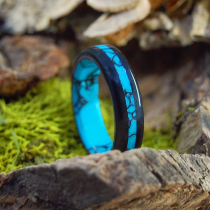 Arizona Turquoise In An Onyx Night | Men's Turquoise, Onyx & Titanium Wedding Ring - Minter and Richter Designs