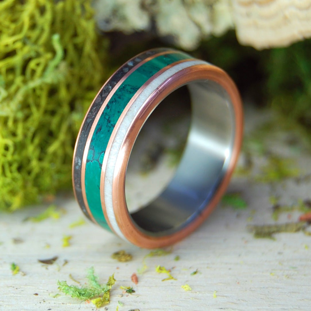 Arlington Cemetary Marble Jade | Men's Copper, Jade, Deer Antler, Arlington Cemetery Marble & Titanium Wedding Ring - Minter and Richter Designs