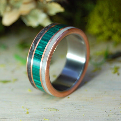 Arlington Cemetary Marble Malachite | Men's Copper, Malachite, Deer Antler, Arlington Cemetery Marble & Titanium Wedding Ring - Minter and Richter Designs