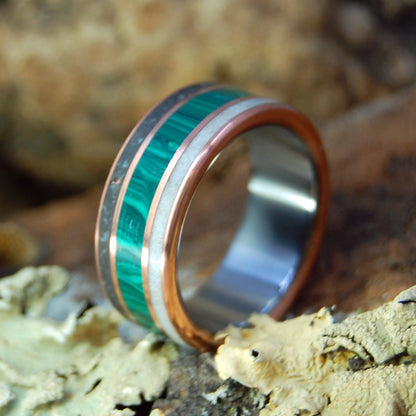 Arlington Cemetary Marble Malachite | Men's Copper, Malachite, Deer Antler, Arlington Cemetery Marble & Titanium Wedding Ring - Minter and Richter Designs