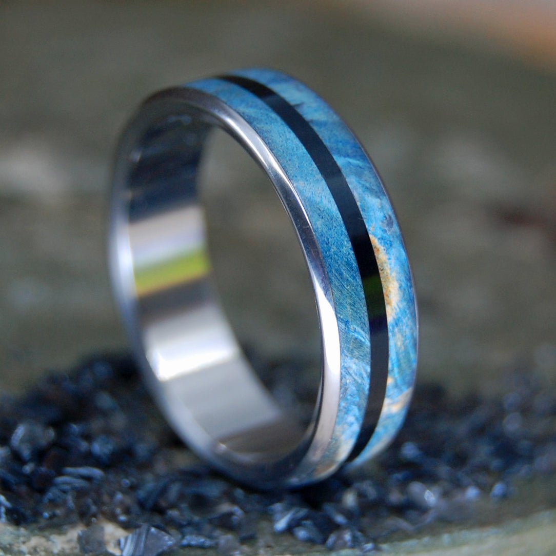 Armenian Obsidian Maple | Men's Obsidian, Maple Burl & Titanium Wedding Ring - Minter and Richter Designs