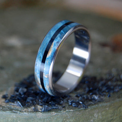 Armenian Obsidian Maple | Men's Obsidian, Maple Burl & Titanium Wedding Ring - Minter and Richter Designs