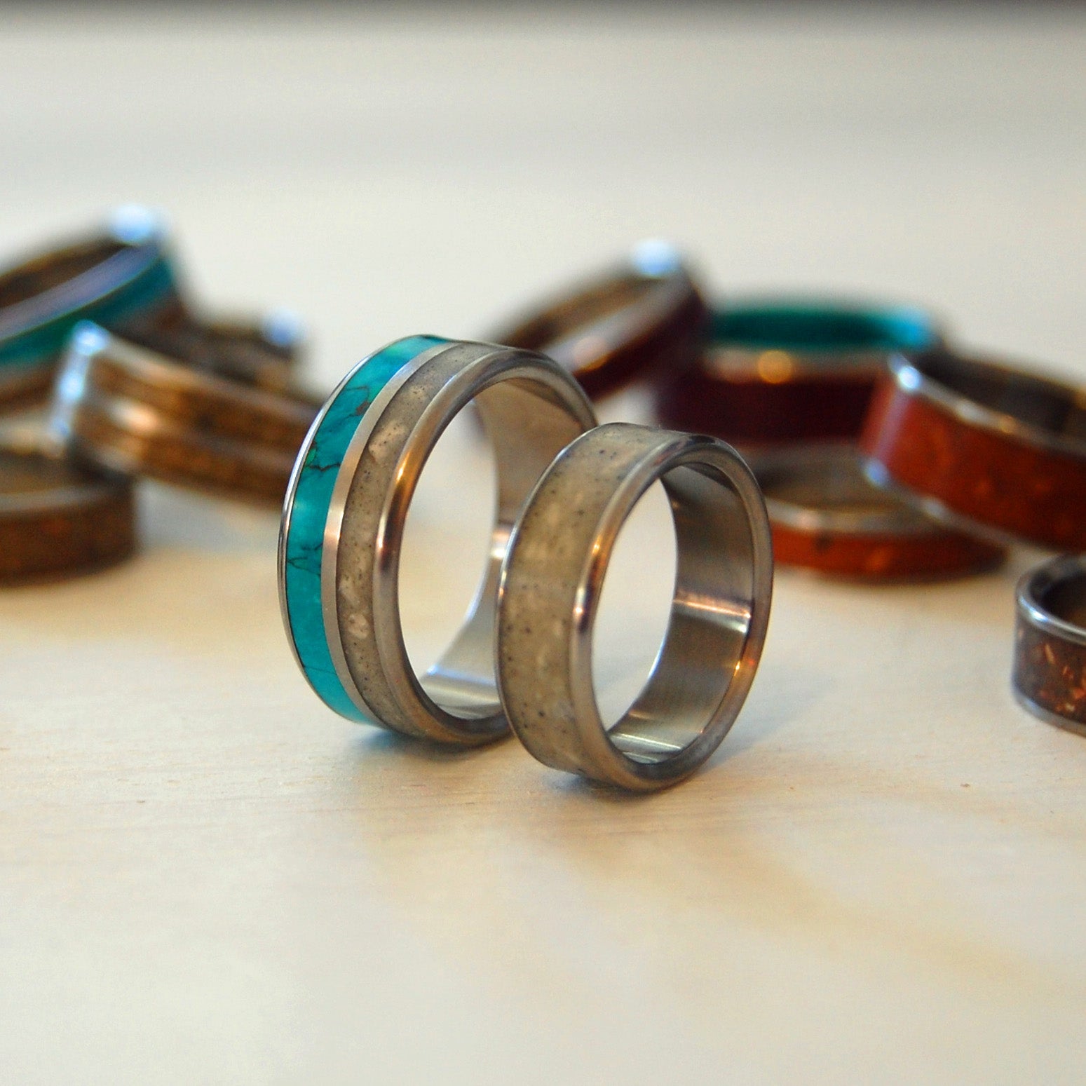 Armenian Quarter Of Jerusalem | Jerusalem Cobblestone & Titanium Wedding Ring Set - Minter and Richter Designs