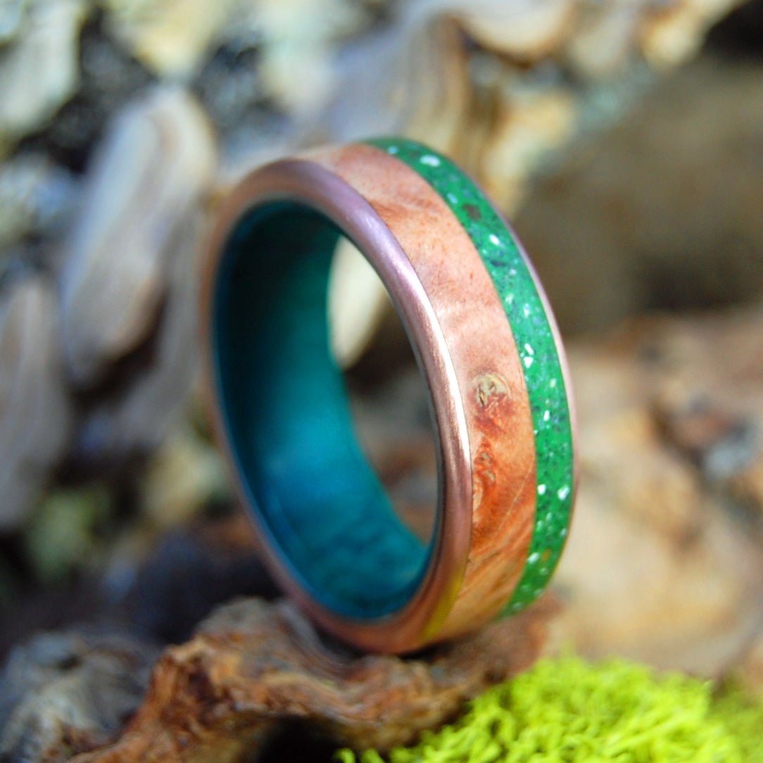 Assateague Dreams | Men's Assateague Beach Sand, Brown Box Elder Wood & Titanium Wedding Ring - Minter and Richter Designs