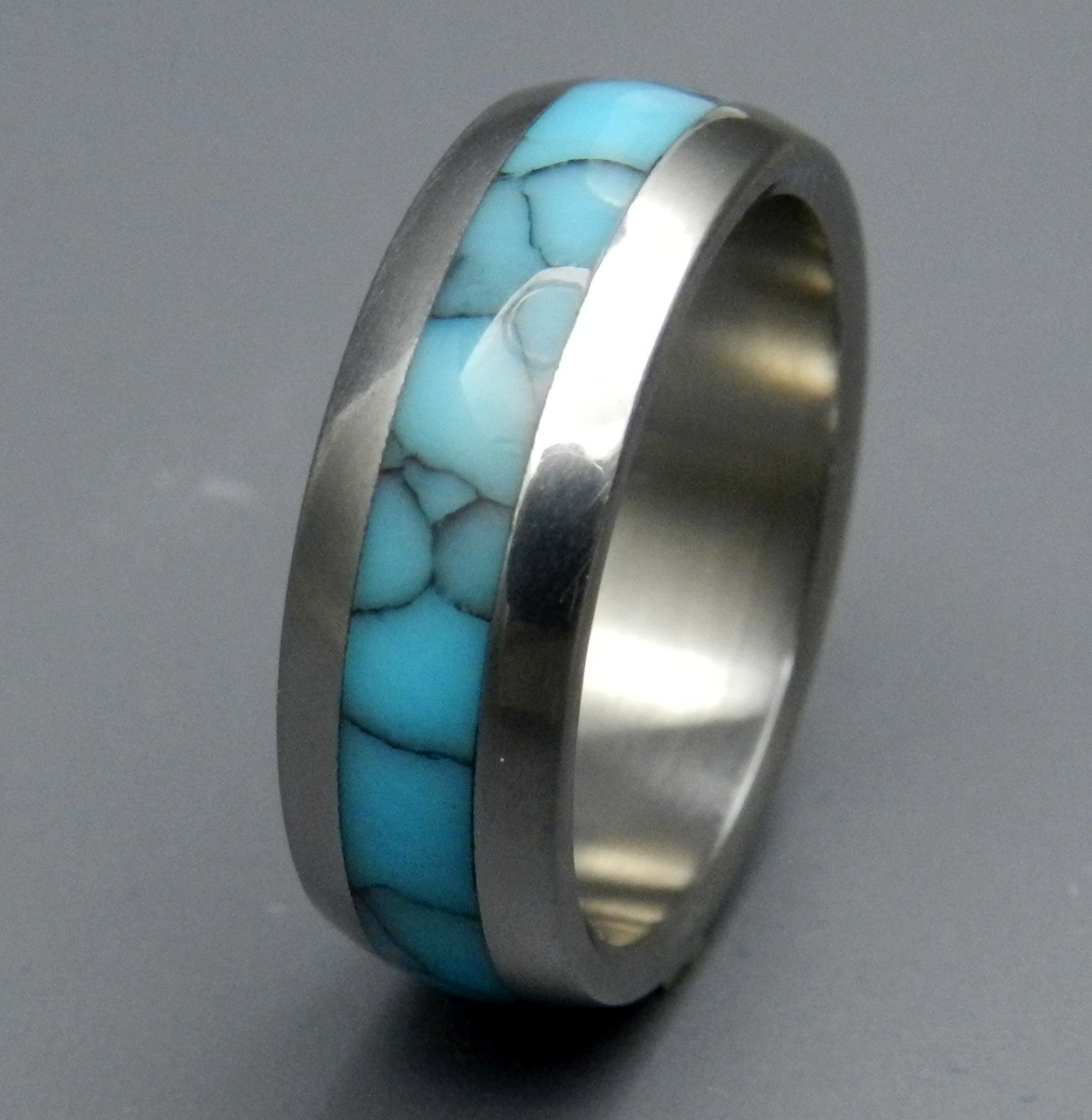 Atlantis | Men's Turquoise Stone & Titanium Wedding Ring - Minter and Richter Designs