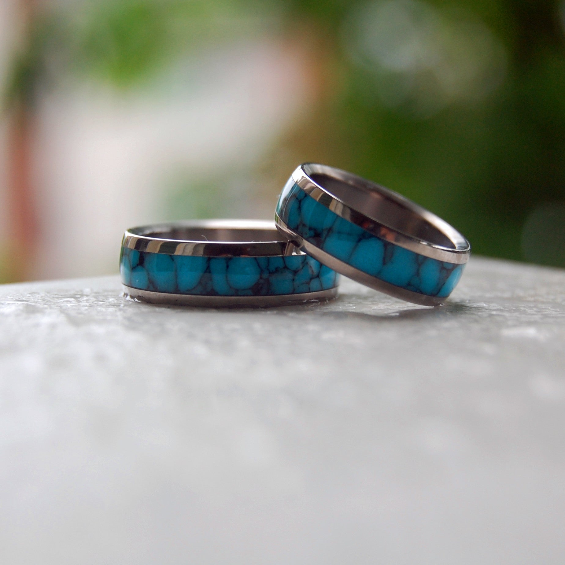 Atlantis | Men's Turquoise Stone & Titanium Wedding Ring - Minter and Richter Designs