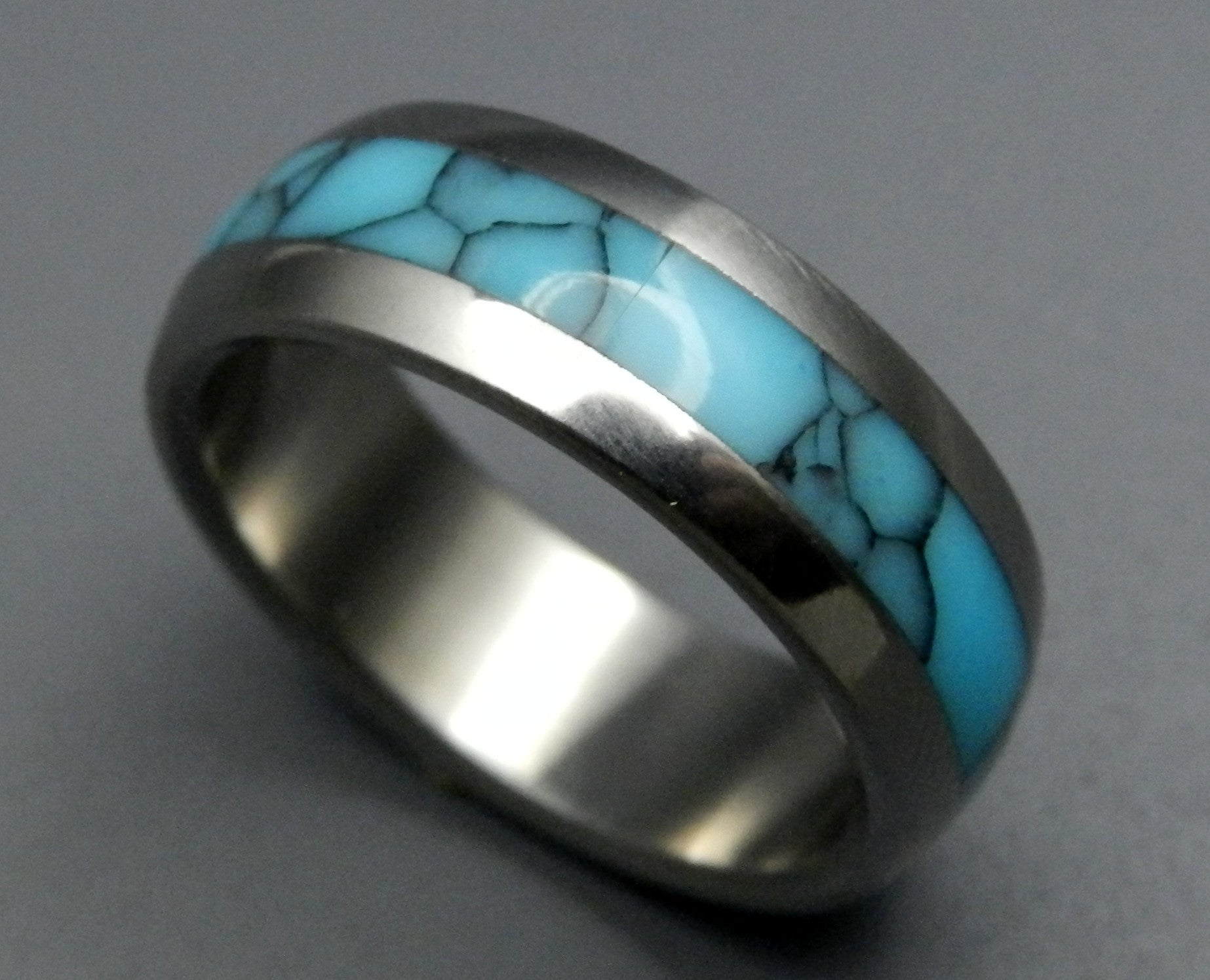 Atlantis | Men's Turquoise Stone & Titanium Wedding Ring - Minter and Richter Designs