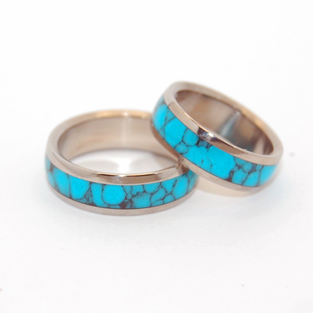 Atlantis | Turquoise Stone & Titanium - Unique Wedding Ring - Wedding Ring Set - Minter and Richter Designs