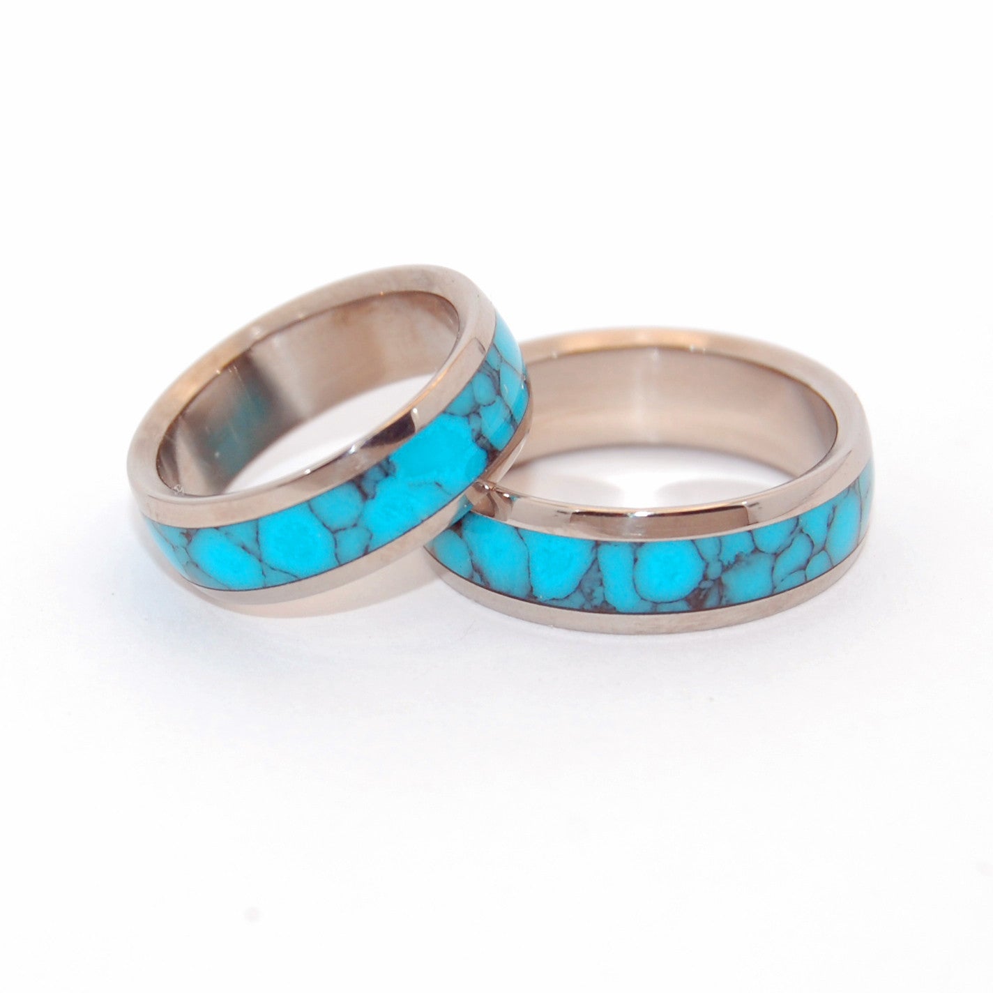 Atlantis | Turquoise Stone & Titanium - Unique Wedding Ring - Wedding Ring Set - Minter and Richter Designs