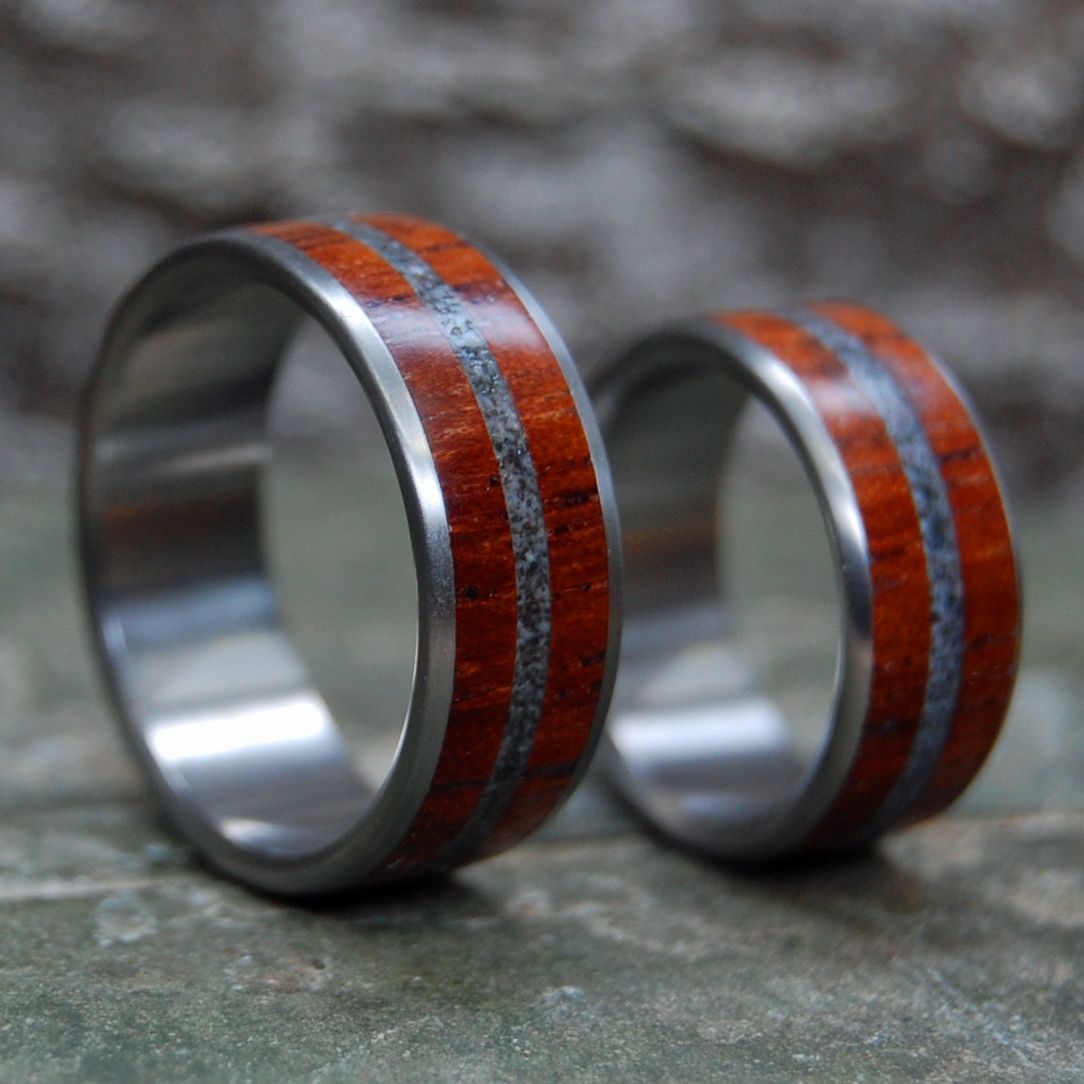 Australiana | Australian Gum Tree & Beach Sand Titanium Wedding Ring Set - Minter and Richter Designs