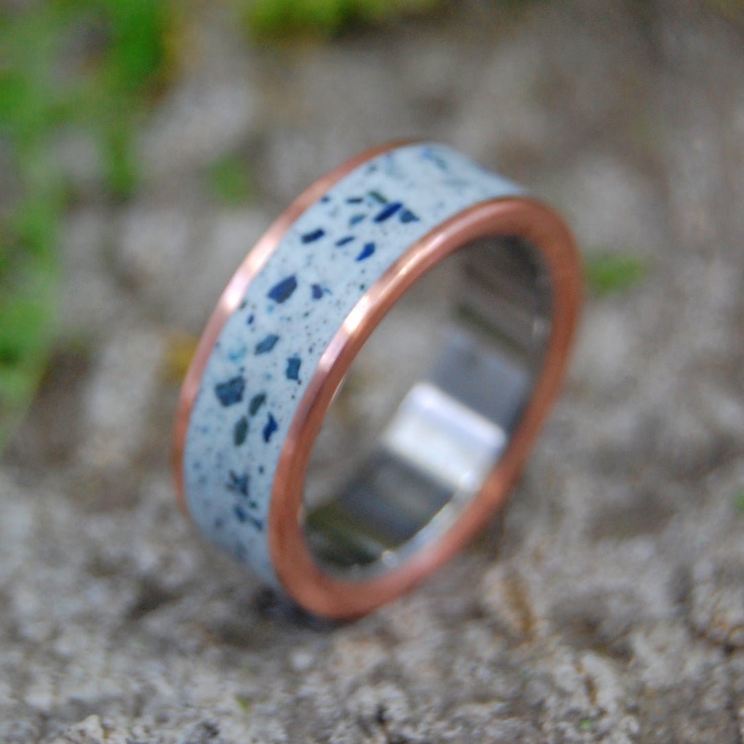 Azurite Beach Sand | Men's Beach Sand, Copper & Titanium Wedding Ring - Minter and Richter Designs