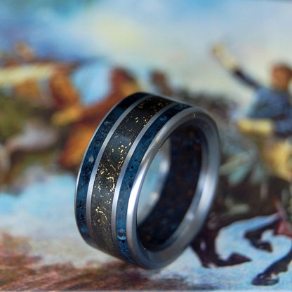 Battle Cry | Men's Battleground Earth, Bullet Fragments & Titanium Wedding Ring - Minter and Richter Designs