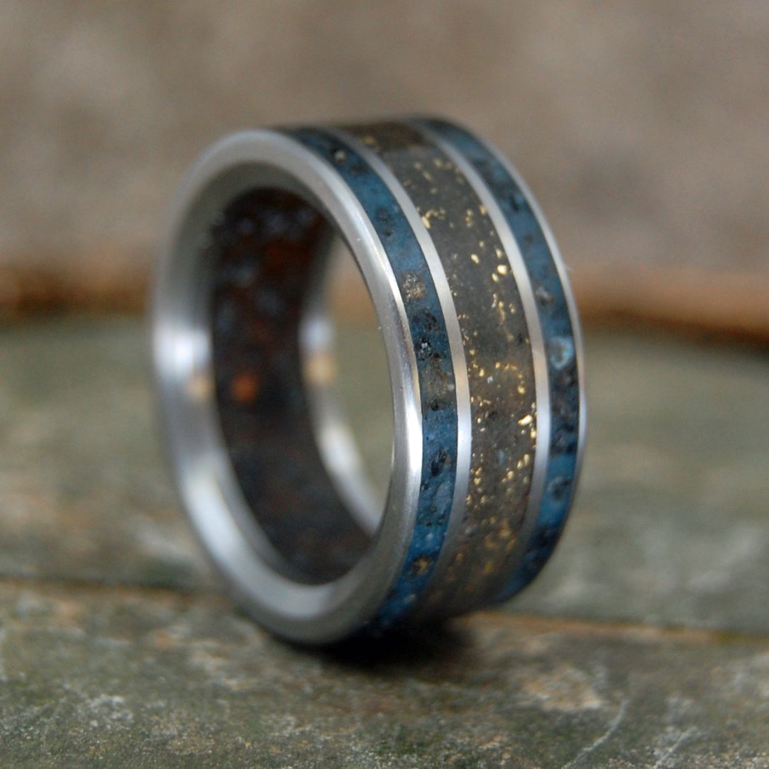 Battle Cry | Men's Battleground Earth, Bullet Fragments & Titanium Wedding Ring - Minter and Richter Designs