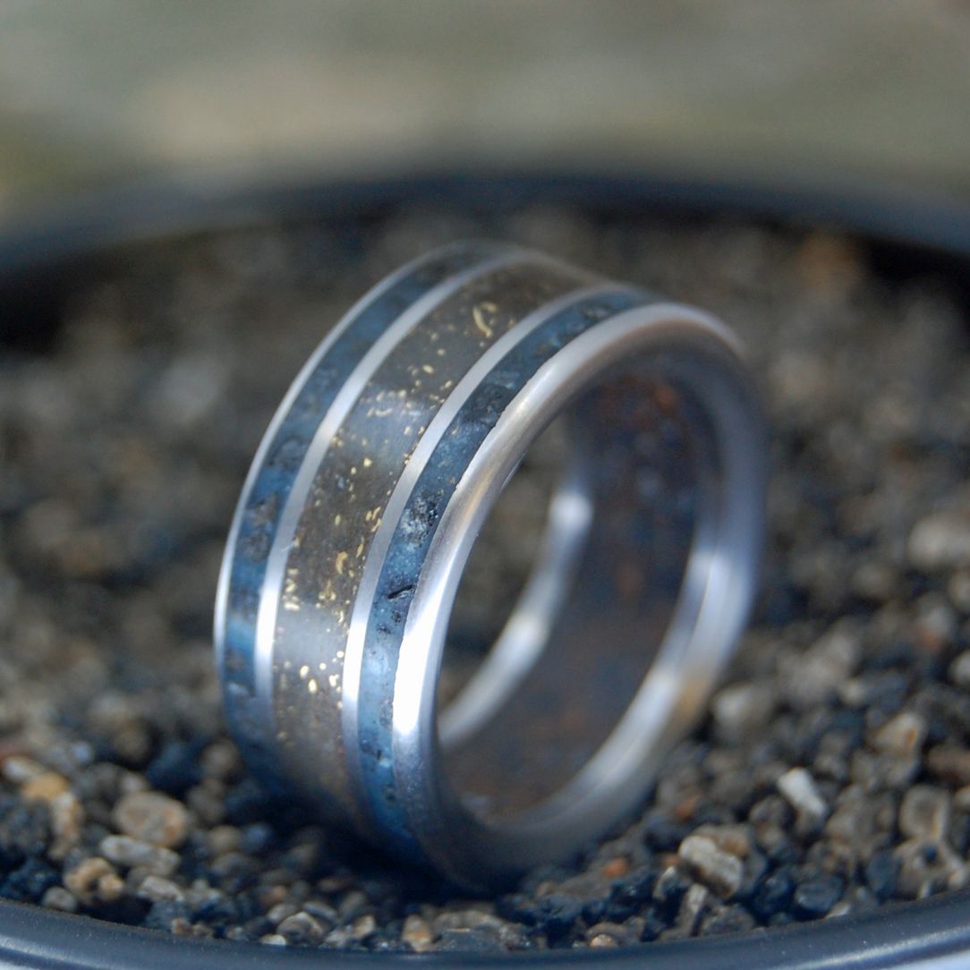 Battle Cry | Men's Battleground Earth, Bullet Fragments & Titanium Wedding Ring - Minter and Richter Designs