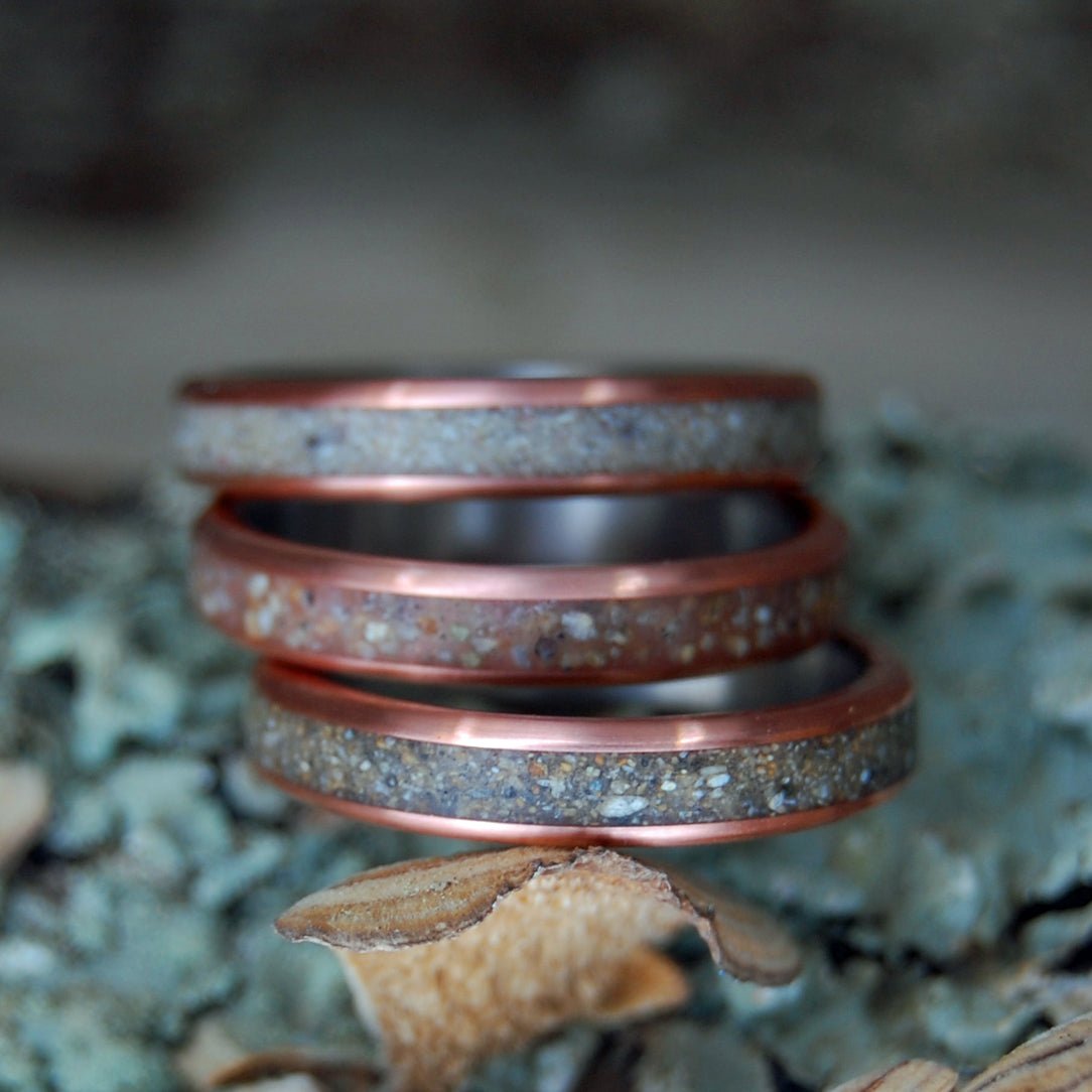 Beach Lover Stackers | Beach Sand From Any Beach - Unique Wedding & Engagement Ring - Minter and Richter Designs