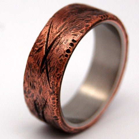 Beaten Copper | Men's Beaten Copper & Titanium Wedding Ring - Minter and Richter Designs