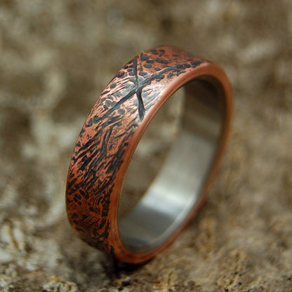 Beaten Copper | Men's Beaten Copper & Titanium Wedding Ring - Minter and Richter Designs