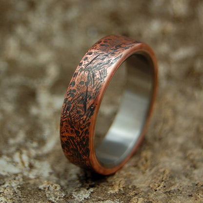 Beaten Copper | Men's Beaten Copper & Titanium Wedding Ring - Minter and Richter Designs