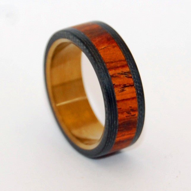 Because He Can | Men's Cocobolo Wood, Carbon Fiber & Titanium Wedding Ring - Minter and Richter Designs