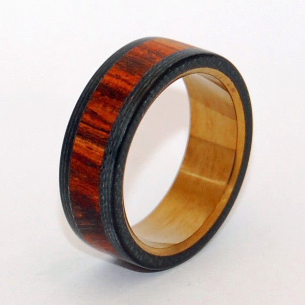 Because He Can | Men's Cocobolo Wood, Carbon Fiber & Titanium Wedding Ring - Minter and Richter Designs