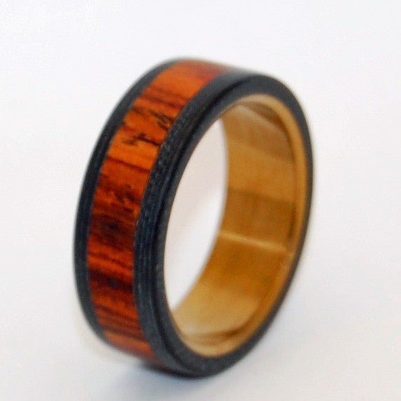 Because He Can | Men's Cocobolo Wood, Carbon Fiber & Titanium Wedding Ring - Minter and Richter Designs