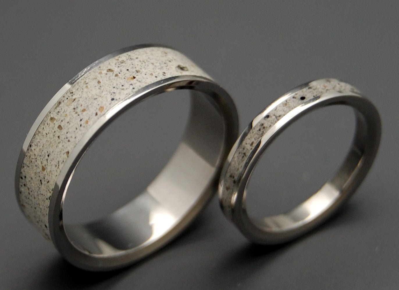 Bed Rock Beauty | Beach Sand & Titanium Wedding Ring Set - Minter and Richter Designs