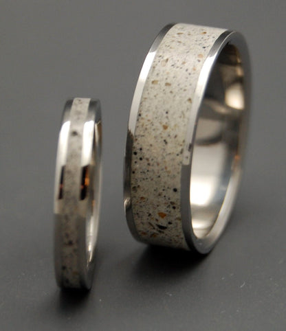 Bed Rock Beauty | Beach Sand & Titanium Wedding Ring Set - Minter and Richter Designs