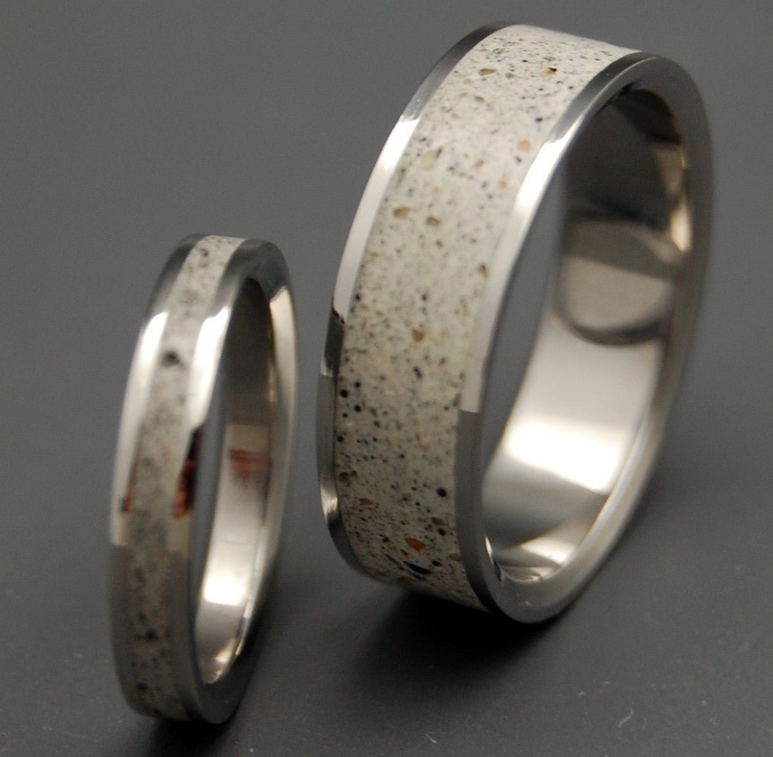 Bed Rock Beauty | Beach Sand & Titanium Wedding Ring Set - Minter and Richter Designs