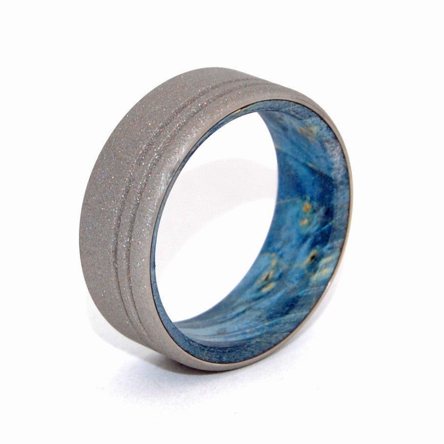 Believe In You | Men's Blue Box Elder Wood & Titanium Wedding Ring - Minter and Richter Designs