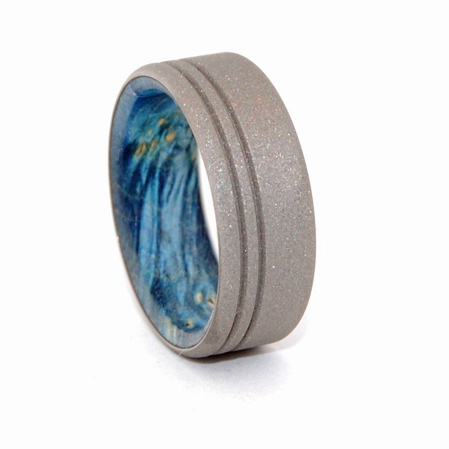 Believe In You | Men's Blue Box Elder Wood & Titanium Wedding Ring - Minter and Richter Designs